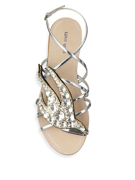 miu miu crystal flat sandals|Miu Miu Flat sandals for Women .